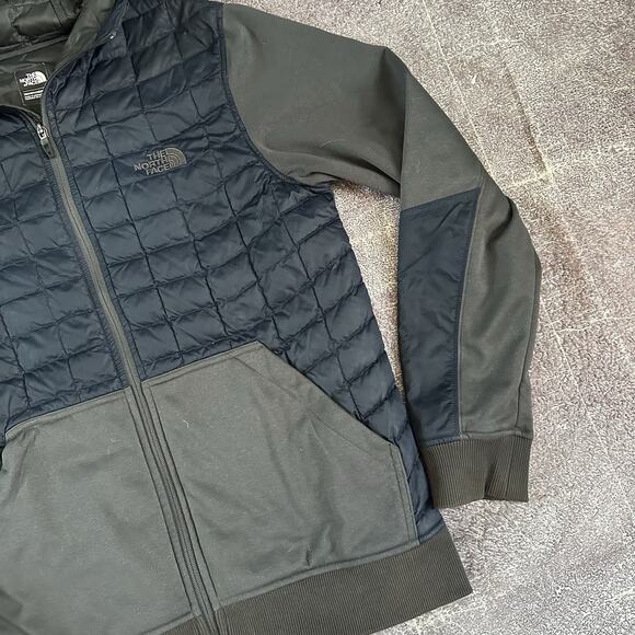 Men's The North Face Navy Blue Thermoball Puffer Hybrid Zip U Hoodie Jacket Sz M - Picture 2 of 5